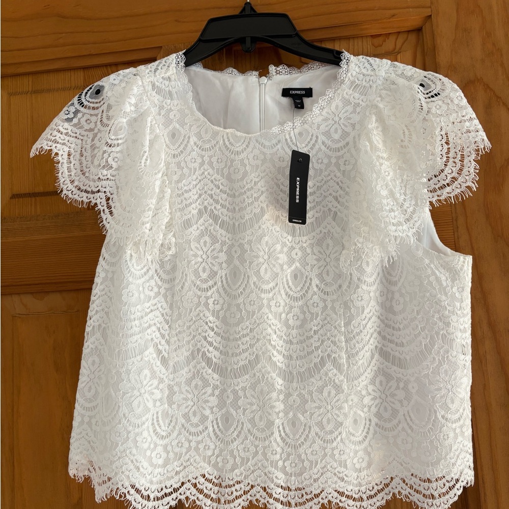 NWT Express White Lace Women's Blouse